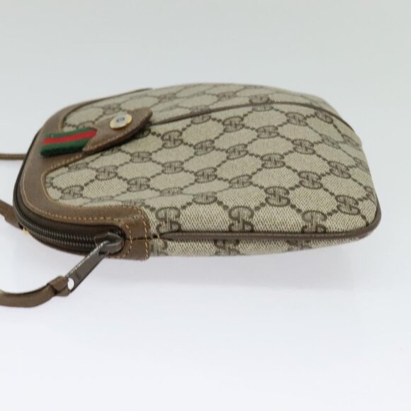 GUCCI GG Supreme Web Sherry Line Shoulder Bag PVC Beige 98 02 047 Auth 125950 - Picture 4 of 16